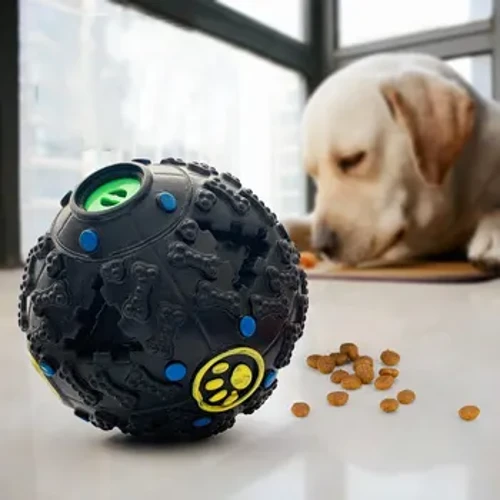 Leaky Food Ball Zaunka arraroa Soinua Artezketa Hortzak Erresistenteak Hozkada Ahots Jostailuak Bola hezigarria Maskotentzako hornidura ertaina