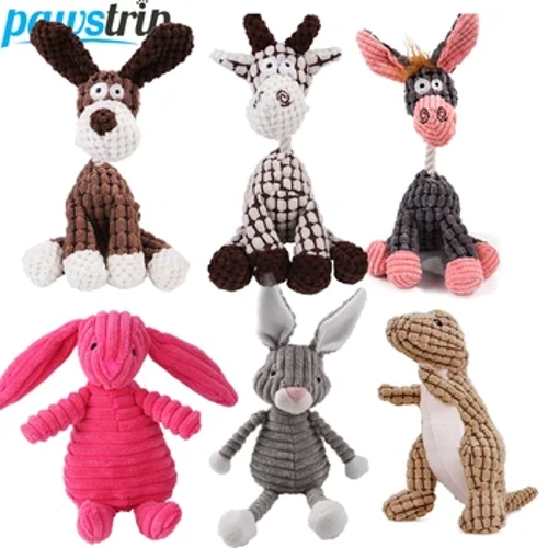 Jucării de pluș pentru câini din velur pentru câini mici și mijlocii Animal câine jucărie scârțâitoare jucărie de mestecat rezistentă la mușcături pentru curățarea dinților molari jucării pentru cățeluși