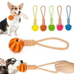 Kæledyrsbehandlingsbolde med reb Interaktive hunde-gummi-lækkende bolde Legetøj til små, store hunde, der tygger bidebestandigt legetøj til kæledyr