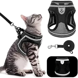 Thoáng Khí Dây Nịt Mèo Dây Xích Thoát Khỏi Thú Cưng Vải Mèo Con Chó Con Cổ Áo Vest Có Thể Điều Chỉnh Điều Khiển Dễ Dàng Phản Quang Dây Nịt Mèo