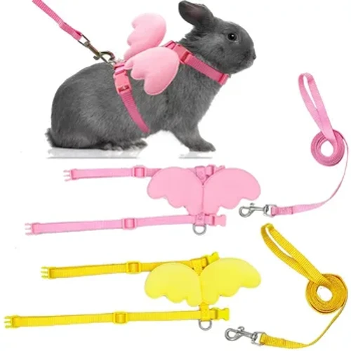 Ham pentru iepure de animale mici cu lesă Guler de iepuraș drăguț Accesorii pentru iepurași pentru animale de companie Set ham și lesă pentru pisică pentru cobai adult dihor