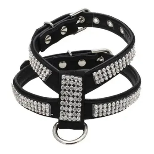Koera kaelarihm Reguleeritav lemmikloomatooted lemmiklooma kaelakee Koera rakmed jalutusrihm kiirkinnitusega Bling RhinestonePU nahk