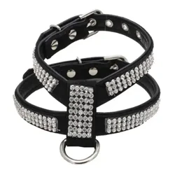 Koera kaelarihm Reguleeritav lemmikloomatooted lemmiklooma kaelakee Koera rakmed jalutusrihm kiirkinnitusega Bling RhinestonePU nahk