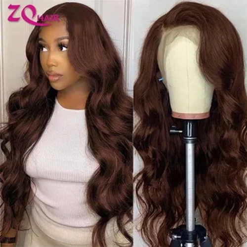 Corff Gluleless Wave Brown 13x6 HD Lace Wigiau Blaen Gwallt Dynol Siocled Brown #4x4 13x4 360 HD Llawn Lace Wigiau Blaen Gwallt Dynol