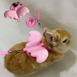 ʻEheu ʻĀnela ʻEleʻele ʻOlu Pet Rabbit Harness a me ka Leash no nā pōpoki Rapeti Personalized Rabbit Harnesses Bunny Accessories Nā lole Hamster.