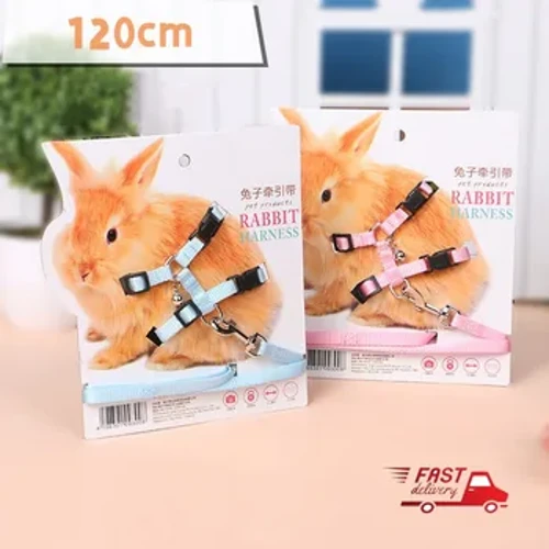 120CM Haýwan Towşan Softumşak Harness LeI WIth Bell, Haýwan Bunny Çinçilla Gwineýa Doňuz Ylgamagy üçin sazlanylýan çekiş ýüp esbaplary