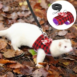 Set de vestă și lesă pentru iepure de companie mic, pentru dihor, cobai, iepuraș, hamster, cățeluș, cu cureaua pentru piept, accesorii pentru animale de companie