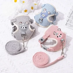 Mèo Nhỏ Dây Đai Yếm Dây Xích Bộ Thoáng Khí Áo Thoát Khỏi Chống Dây Đeo Ngực Mèo Con Con Chó Con Hoạt Hình Đi Bộ Thú Cưng Lực Kéo Dẫn