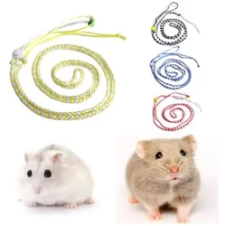 Harnas reglabilă pentru animale de companie, frânghie, gerbil, frânghie de bumbac, guler de plumb pentru șobolan, șoarece, hamster, cușcă pentru animale.