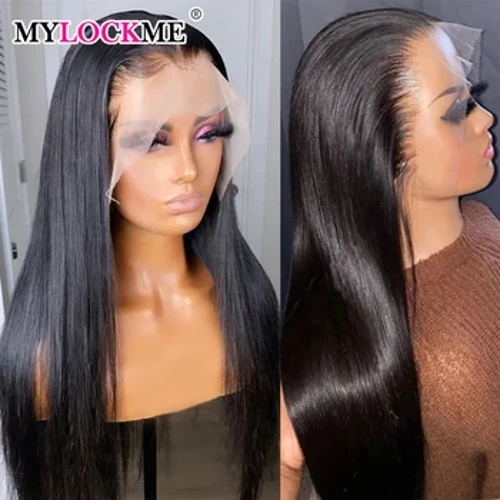 13x6 asgwrn syth gwallt dynol wig flaen Las 5x5 ludiog wigiau les ar gyfer menywod sydd wedi'u pluo ymlaen llaw â gwallt babi 13x4 flaen les wig