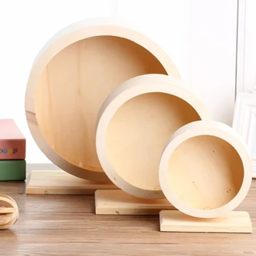 Hamster Rad Hausdéier Spillsaachen Hausdéieren Ëmgeréits Naturholz Stille Lafen Hamster Roller Rad Rotatory Jogging Übung Cage