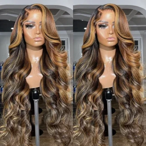 30 36 collu Body Wave 13x4 Ombre Highlight HD mežģīņu priekšējās parūkas 13x6 4/27 krāsainas parūkas, mežģīnes priekšpusē, cilvēka matu parūkas caurspīdīgas