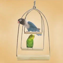Peataí Adhmaid Éin U-chruthach Parrots Péirse Crochta Swing Cage Bréagáin Seas Sealbhóir Dreapadóireachta siogairlín le haghaidh Parakeet Macaw Cockati