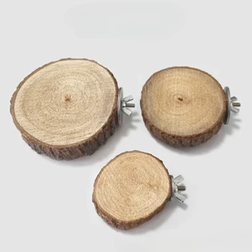 Parrot Hamster Round Stand Board Pet Bird Parrot Kayu Platform Bracket Mainan Cabang Hamster Perch Sangkar Burung Mainan Pet Stand Papan