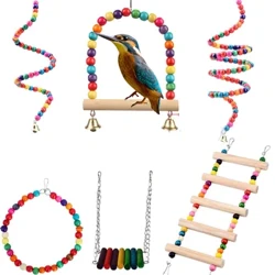 ʻO nā mea pāʻani ʻoniʻoni multifunctional e kau ana ʻo Parrot Bird Toy Swing Cloud Ladder Piʻi Alapiʻi Kū i ka Pole Cage Nā mea pono holoholona.