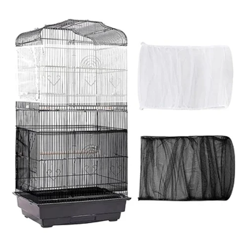 Couverture de Cage à oiseaux, filet de protection, maille en Nylon, jupe aérée, jupe douce et extensible pour Cages rondes et carrées, accessoires pour perroquets