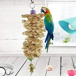 1pcs guş tutujy oýnawaç, Bell tebigy agaç ot çeýnemek Bite asylan kapas Swing dyrmaşmak Çeýn oýnawaçlary Keýp haýwan oýunjaklary üçin guş oýunjaklary