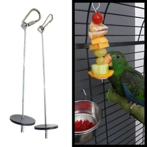 Pet Parrots Burung Food Holder Stainless Steel Buah Tombak Tongkat Buah Sayuran Tusuk Sate Feeder Pakan Mainan Logam Burung Feeder