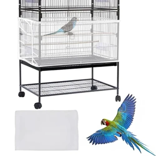 Upassbar Bird Cage Net Cover Bird Cage Seed Feather Catcher Soft Skirt Guard Birdcage Nylon Mesh Netting fir Ronn Quadrat Cages