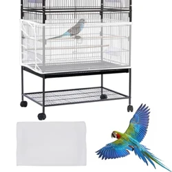 Verstellbare Vogelkäfig-Netzabdeckung, Vogelkäfig, Samen, Federfänger, weicher Rockschutz, Vogelkäfig, Nylon-Netz für runde, quadratische Käfige