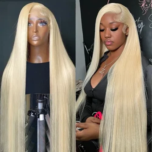 Le mythe 13x6 HD Transparent 613 Rett blonder frontalt menneskehår parykk 250 tetthet 30 40 tommer 13x4 blonder frontparykk for kvinner