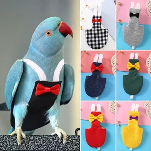 Bird Parrot Diaper na may Bowtie Cute Flight Suit Nappy Clothes para sa Green Cheek Conure Parakeet Pigeons Medium Malaking Pet Bird