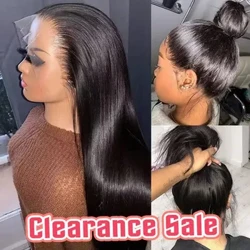 Peluca de cabello humano liso transparente 13x4 con encaje frontal, peluca brasileña con cierre de encaje 4x4, pelucas de cabello humano con frente de encaje 360 ​​prearrancado