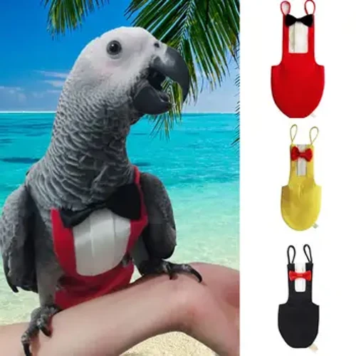 Adjustable Parrot Flight Suit Western Style Cosplay Bird Nappy Comfortable Soft Bird Parrot Diapers with Bow Tie Photo Props