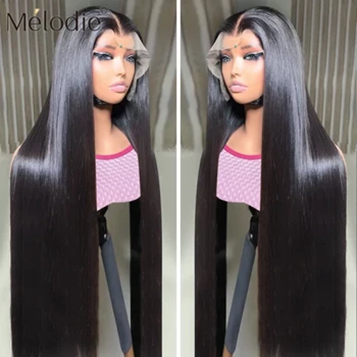 Melodie 40 polegadas 250 densidade hd peruca de renda 13x6 perucas de cabelo humano 13x4 em linha reta sem cola natural cabelo do bebê pré-selecionado para mulher
