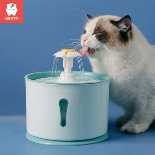 Kimpets, 2,4 l, dozator de fântână de apă potabilă pentru pisici de companie, filtre cu cărbune activat, container de alimentare automată cu LED, interfață USB