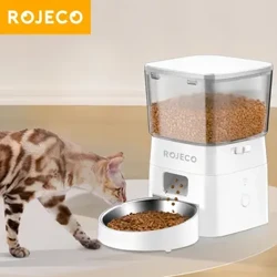 ROJECO 2L automatischer Katzenfutterautomat, WIFI, intelligenter Futterspender für Haustiere für Trockenfutter, Hundefutterspender mit Fernbedienung, Zubehör