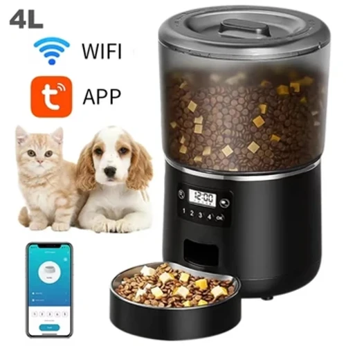 Automatický podávač pre domáce zvieratá 4L SMART TIMER TUYA CONTROL DESPENSER s potravinami s z nehrdzavejúcej ocele MOŽNÉ PSKY