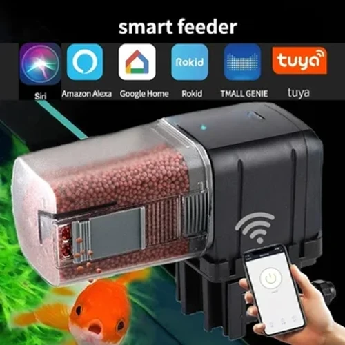 Automatesch Aquarium Fësch Tank Feeder Timing / Wifi Wireless Smart Phone App Intelligent Speaker Stëmm Fernsteierung Fësch Ernierung