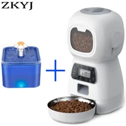 Feeder Kucing Otomatis 3.5L Mangkuk Dispenser Makanan Kering Anjing 2L Anjing Peliharaan Air Mancur Ngombe Makan kanggo Pet Smart Tuya WIFI Feeder