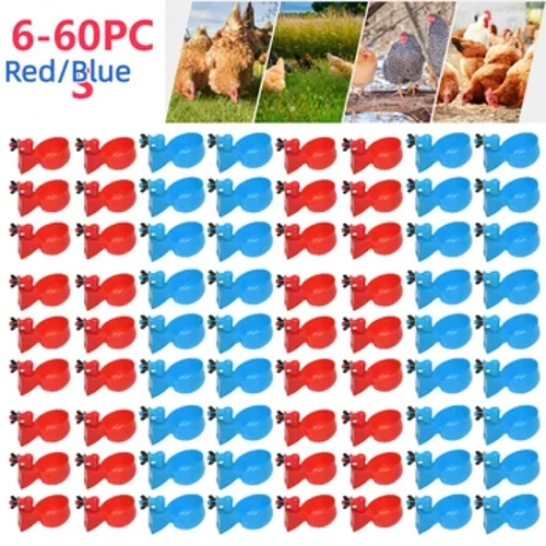 6-60Pcs Cwpan Yfed Hwyaden Cyw Iâr Yfed Awtomatig Cyw Iâr Bwydydd Plastig Dofednod Fferm Dwr Yfed Cwpanau ar gyfer Bwyd Anifeiliaid Fferm