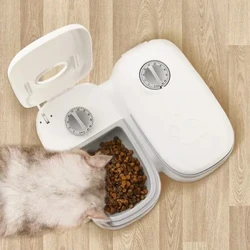 Feeder, automatesche Feeder fir Kazen an Hënn mat Timer, Hausdéierfeeder, BPA-fräi Fudderbecher, gëeegent fir dréchent Iessen, naass Iessen