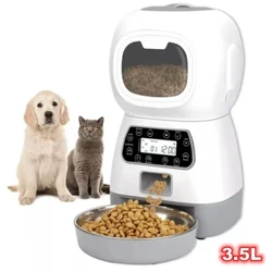 Automatesch Pet Feeder 3.5L Kapazitéit Intelligent LCD Display Stëmm Record Timing Liewensmëttel Spender Edelstol Schossel Hausdéieren Ëmgeréits
