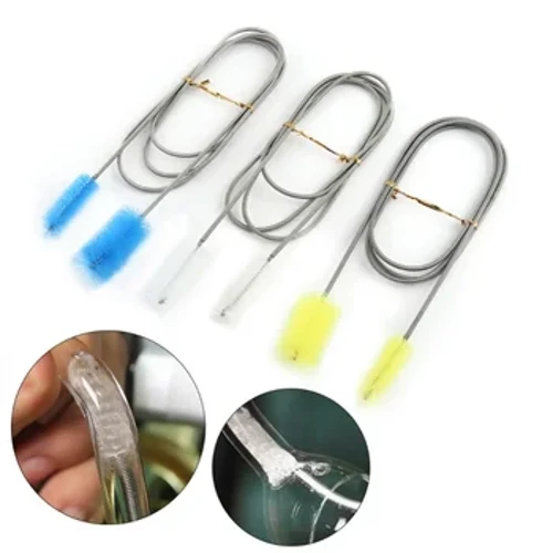 155/90 Cm Sikat Pembersih Akuarium Stainless Steel Fleksibel Tabung Bent 2x Sikat Air Tabung Udara Selang Cleaner Tangki Ikan Aksesoris