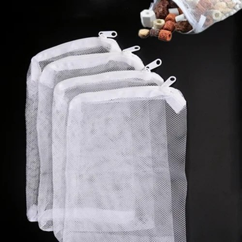 Sacs filtrants pour Aquarium, 10 pièces, sacs filtrants fins réutilisables avec fermeture éclair pour réservoirs d'eau salée douce, filtre en résine, charbon actif