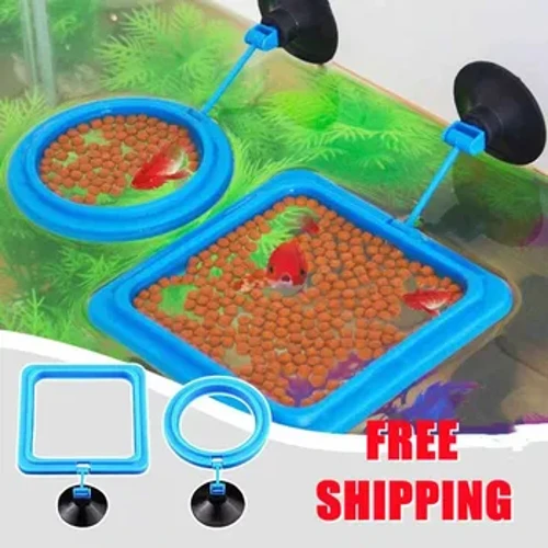 Aquarium Fish Portable Feeding Fish Accessories Feeder Station Floating Square Circle karo Suction Cup Gampang kanggo Feed Aksesoris