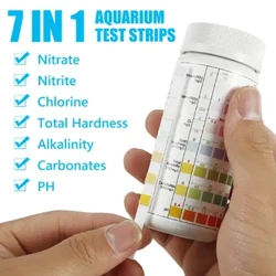 100 stk Aquarium Test Strips Vann Kvalitet Test Strip 7in1 Fish Tank Test Kit Ferskvann Saltvann Akvarium Vann pH Test Strips
