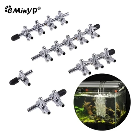 I-Aquarium Air Flow Control Lever Valve Distributor Splitter I-Oxygen Pump Izesekeli I-Fish Tank Stainless Steel Air Valve 1To5 Way