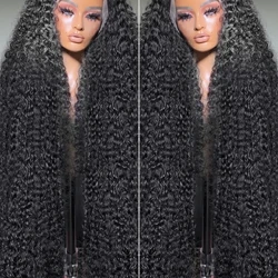 Poker Face Curly 250% HD 13x6 Deep Wave Spets Front Människohår Peruk Transparent 13x4 Spets Frontal Peruk 5x5 Limlös Klar att bära