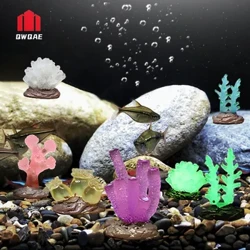 9Pcs Miniatures Luminous Tank ya Samaki Aquarium Igizo la Mapambo ya Matumbawe Bakuli za Resin Mimea Mapambo Figurine Accessories