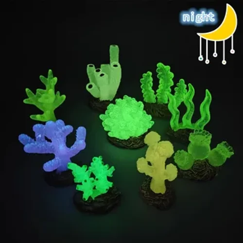 9st Miniatyrer Lysande akvarium Akvarium Simulerad Korall Dekoration Fiskar Skålar Harts Växter Prydnader Figurer Tillbehör
