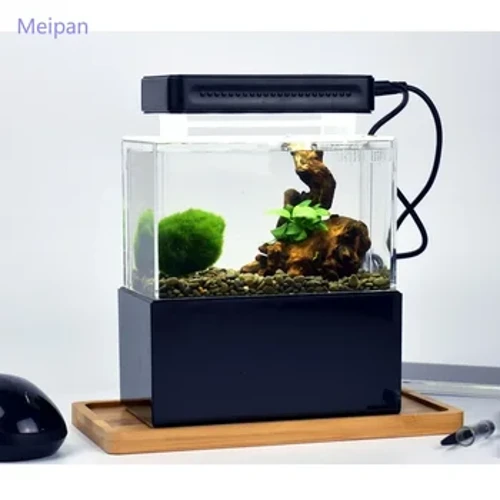 Umar Éisc Mini Betta Inaistrithe Maisiúcháin Deisce Uisceadán Uisceadán Mara Babhla Iasc Uisce Le Fliter Uisce Caidéal Aeir USB Solas faoi stiúir