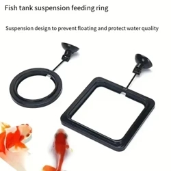 Akvarium Fisk Mat Fôringsring Fisketank Flytende matbrett Firkantet og rund form med sugekopp