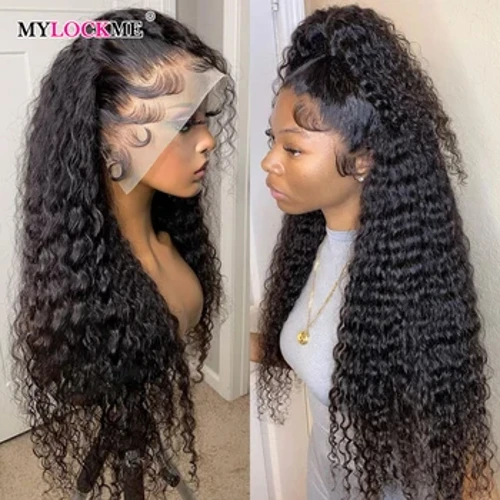 Brazīlijas cirtaini cilvēka matu parūka Deep Wave 13x4 mežģīņu priekšējās parūkas sievietēm 180% 13x6 mežģīņu priekšējās Remy mati 4x4 mežģīņu aizdares parūka