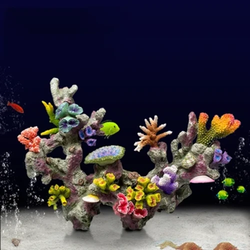 Betta-Fischglas-Ornamente, großes Korallenriff, Steininsel, Haustier, künstliches Aquarium, Terrarium, Kunstharz, Versteck, Aquarienpflanzenzubehör
