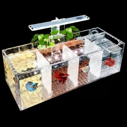 220V Creative Betta Fish Tank Breeding Incubator Isolation Box Vannfri Desktop Liten Akryl Økologisk Akvarium Tank